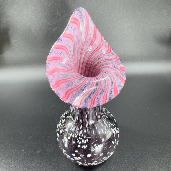 Vintage Hand Blown Art Glass Vase Jack In Pulpit Hand Made Studio Glass Vase VTG - Picture 11 of 16